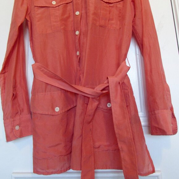 Lauren Ralph Lauren Women's Orange(Carrot) Long Sleeve Blouse Size S Silk Blend - Picture 7 of 8